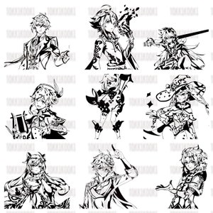 Genshin Hand Drawn SVG&#39;s PNG&#39;s - Bundle