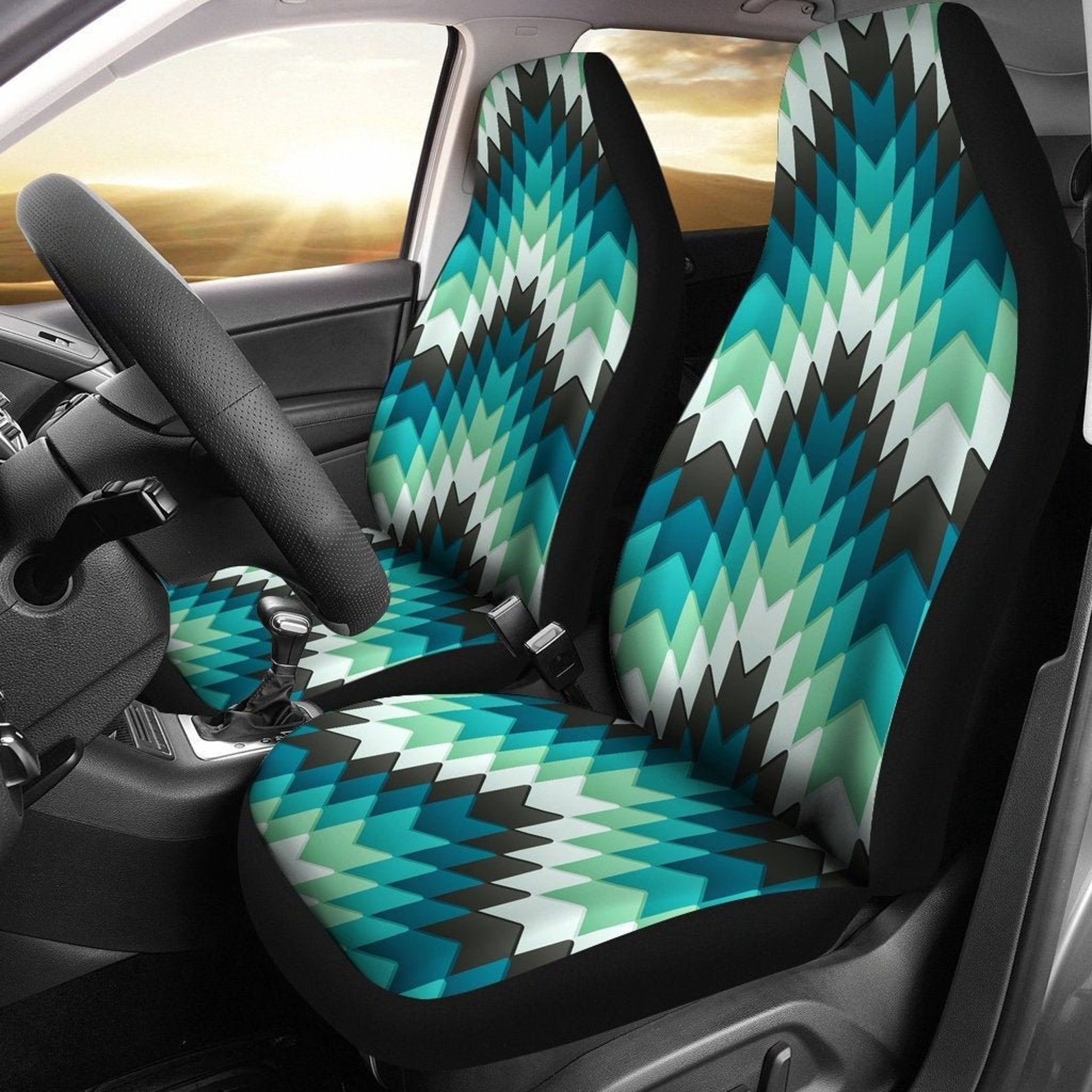 Green Abstract Car Seat Covers Custom Seat Covers Pair of 2 Etsy