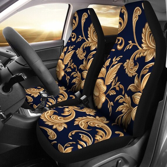 Royal Blue Floral Design Car Seat Covers Custom Seat Covers Etsy