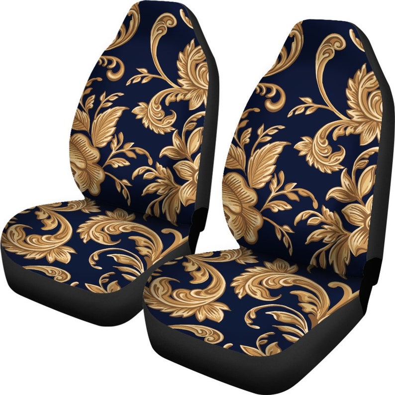 Royal Blue Floral Design Car Seat Covers Custom Seat Covers Etsy