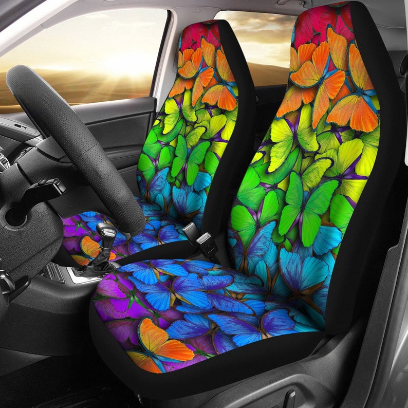 Colorful Rainbow Butterfly Car Seat Covers Custom Seat Etsy