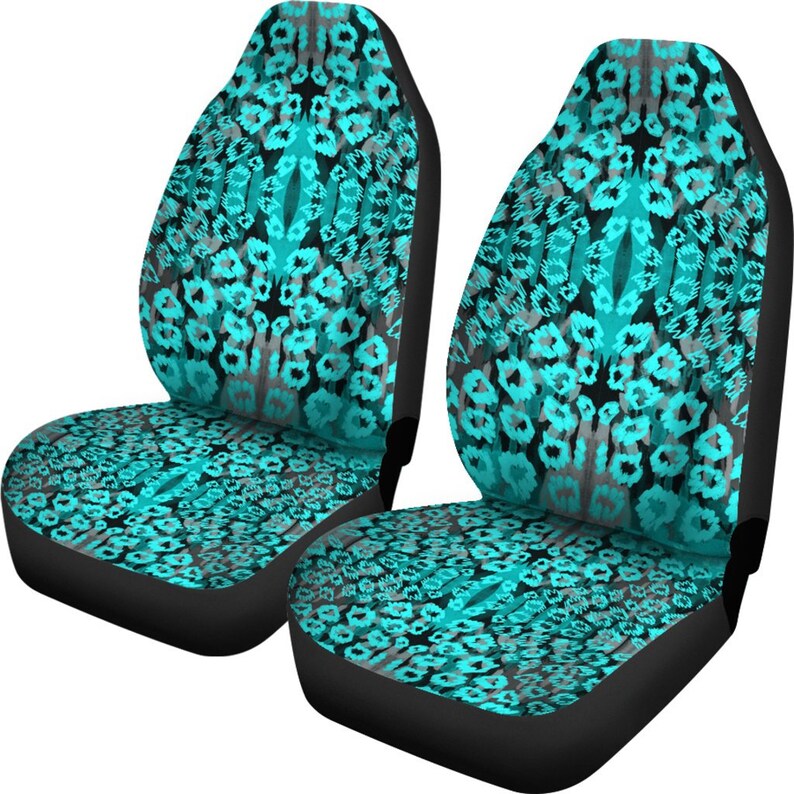 Abstract Blue Car Seat Covers Teal Cheetah Print Custom Seat Etsy