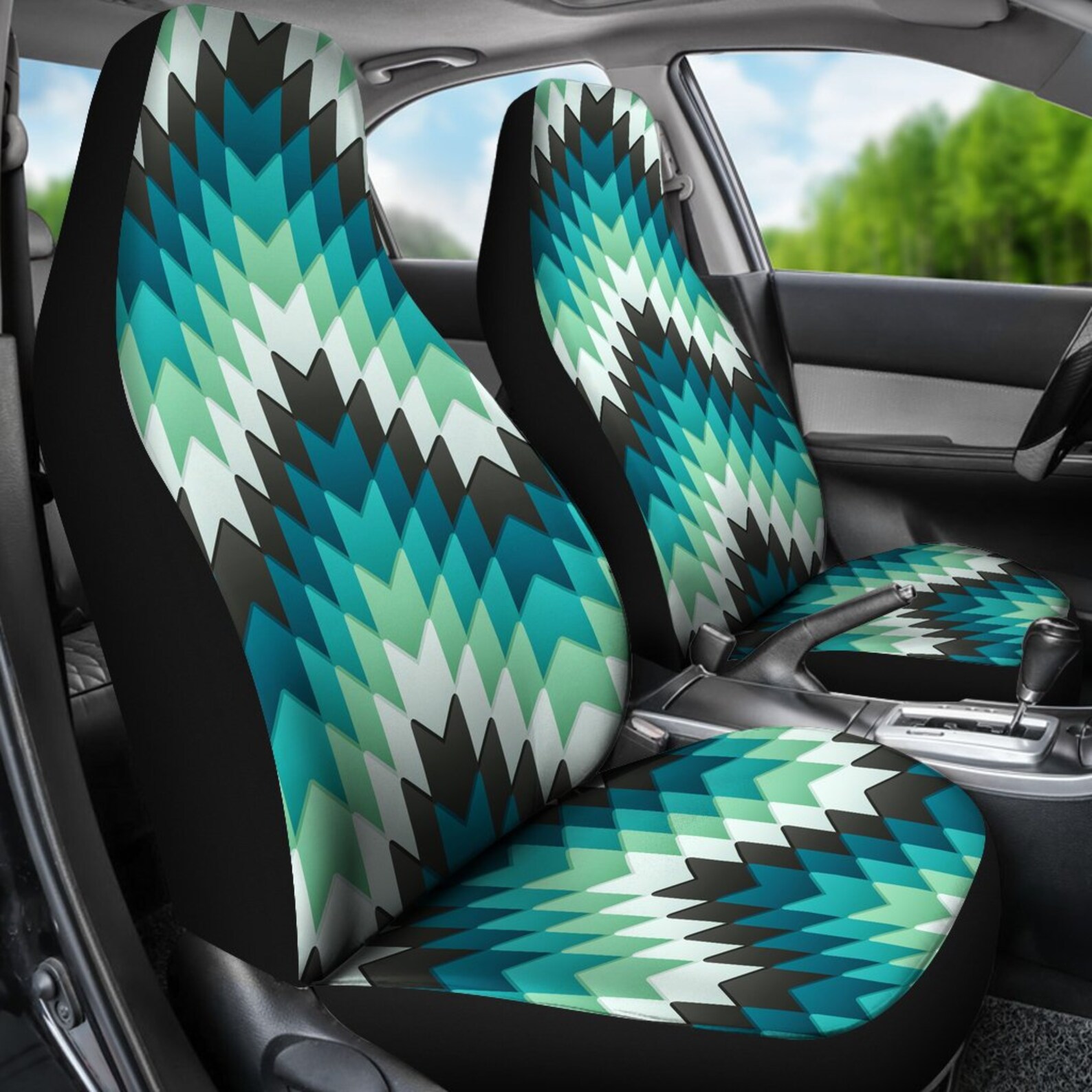 Green Abstract Car Seat Covers Custom Seat Covers Pair of 2 Etsy