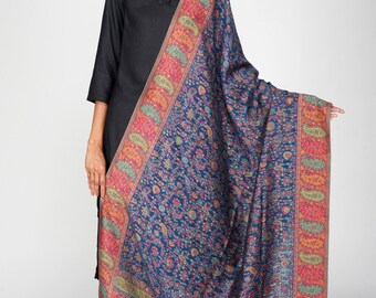 Blue Kani Silk Dupatta Kashmiri Silk 