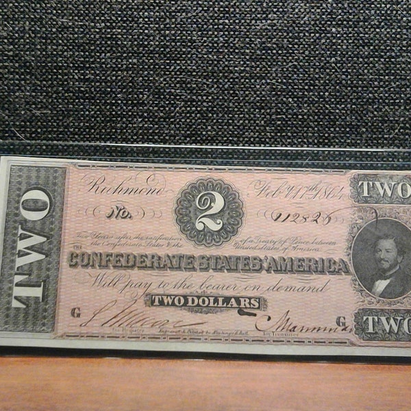 1864 Confederate States of America Two Dollar Note