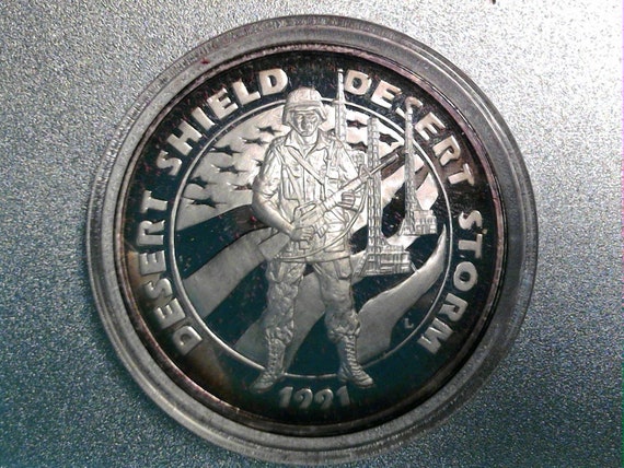 1991 Desert Shield Desert Storm Liberation Of Kuwait Silver Etsy