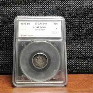 1875-CC Verenigde Staten Zittende Liberty Dime-geclassificeerde XF40-details