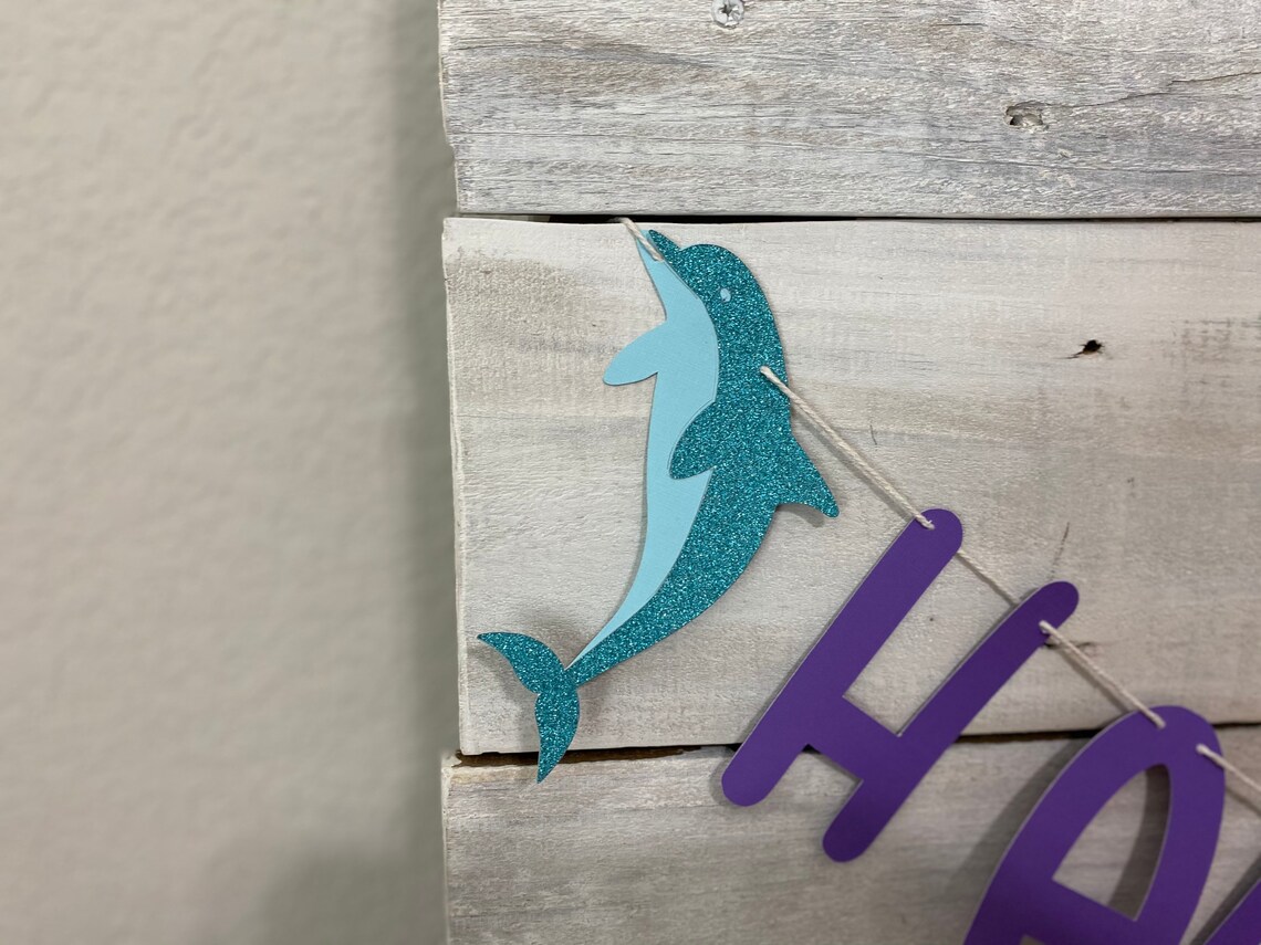 Happy Birthday Dolphin Banner Sea Life Birthday Banner - Etsy