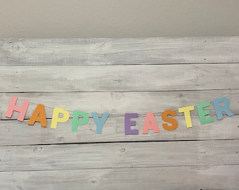 Happy Easter Banner - Pastel Garland - Easter Mantle Decor - Easter Garland - Easter Decoration