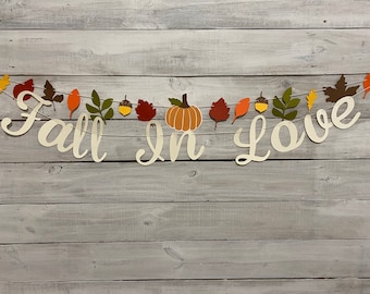 Fall In Love Banner: Autumn Wedding, Bridal Shower Garland