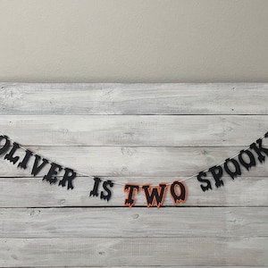 Customizable TWO SPOOKY banner- Halloween Birthday Banner- Second Birthday Themes- Halloween Birthday Decor- Spooky Birthday