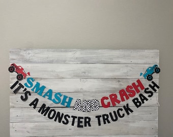 Monster Truck Birthday Banner: Smash and Crash Party Decor