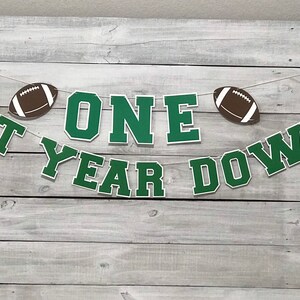 Football 1st Birthday Banner: "First Year Down" Cardstock Party Decor