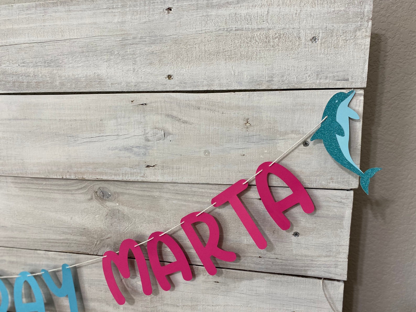 Happy Birthday Dolphin Banner Sea life Birthday Banner Etsy