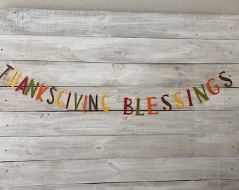 Thanksgiving Blessings Banner - Thanksgiving Banner - Thanksgiving Decor - Fall Mantle Decor