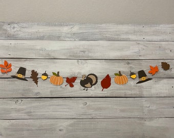 Thanksgiving Garland: Cardstock Fall Banner with Pumpkins & Acorns