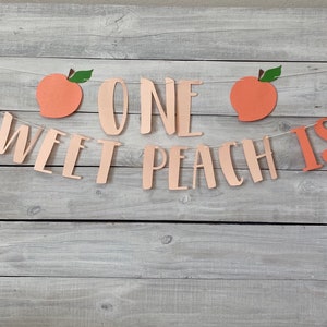 Sweet Peach First Birthday Banner: Gold Glitter One, Peach Party Decor