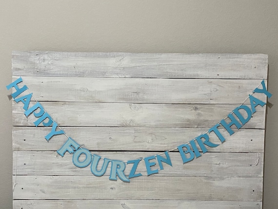Happy FOURzen Birthday Banner: Winter Princess 4th Birthday Decor