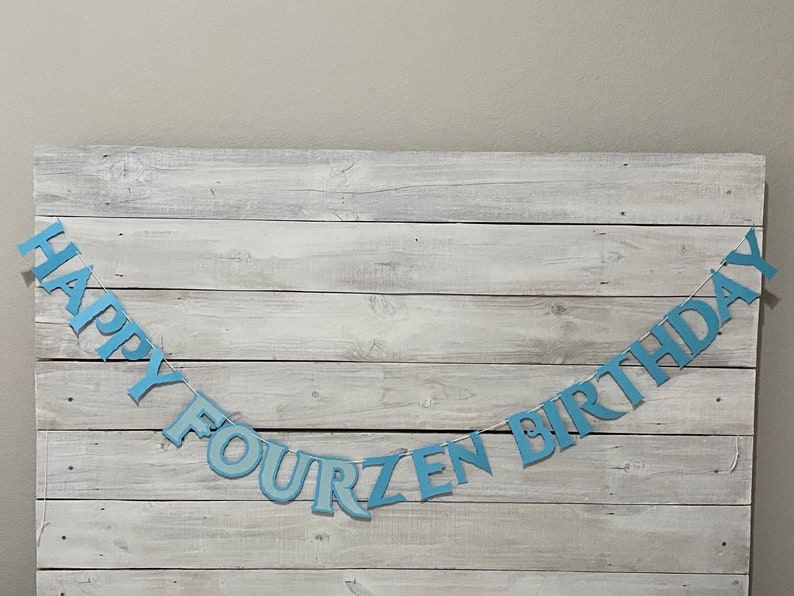 Happy FOURzen Birthday Banner: Winter Princess 4th Birthday Decor image 1