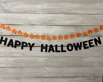 Happy Halloween Banner: Jack O' Lantern Garland, Halloween Decor