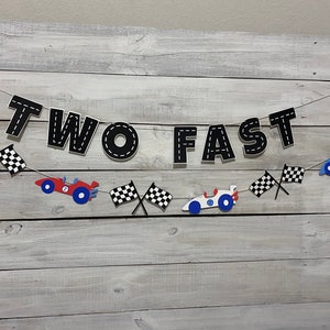 Two Fast Banner - Second Birthday Banner - Racecar Birthday - Second Birthday Theme - TWO Fast 2 Curious Banner