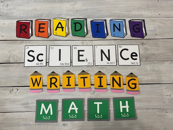 SUBJECTS Reading Writing Science Math Bulletin Board - Etsy