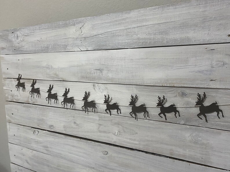 Reindeer With Santa Sleigh Banner Christmas Banner Mantle | Etsy
