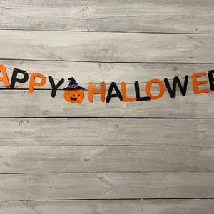 Happy Halloween Banner - Halloween Decor - Jack O Lantern Banner - Halloween Mantle Decor - Halloween Garland