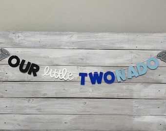 TWO-NADO Kids Party-Tornado Birthday Banner-Storm Chaser Second Birthday-Twister Birthday Banner-Second Birthday Banner