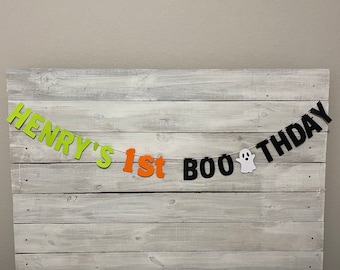 First BOO Day Banner: Halloween 1st Birthday Party Decor