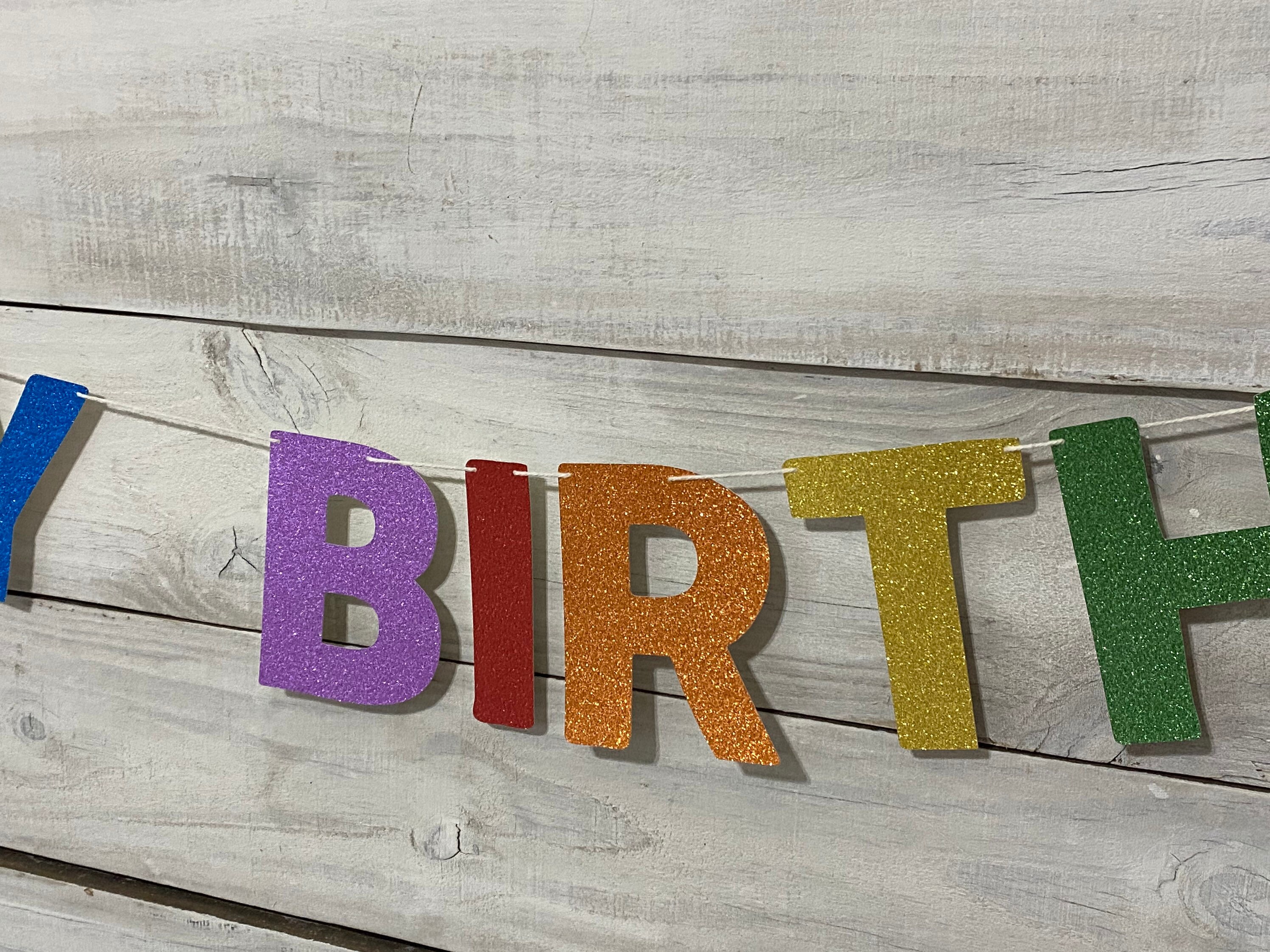 Personalised Rainbow Glitter Photo Birthday Banner – Any Name, Party Decor, UK Made