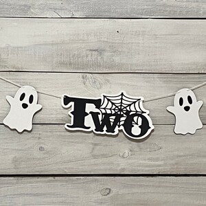Bannière d'anniversaire Halloween : Notre petit huard a deux ans, décoration de fête fantôme TWO
