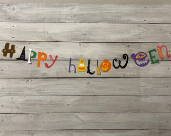 Happy Halloween Banner - Halloween Decor - Mantle Decor Halloween - Halloween Party Decorations