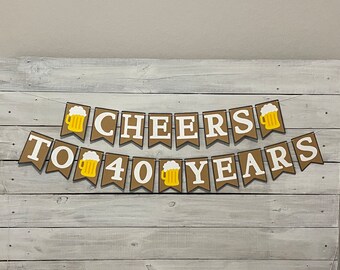 Cheers to 40 Years Banner: Customizable Birthday Decor