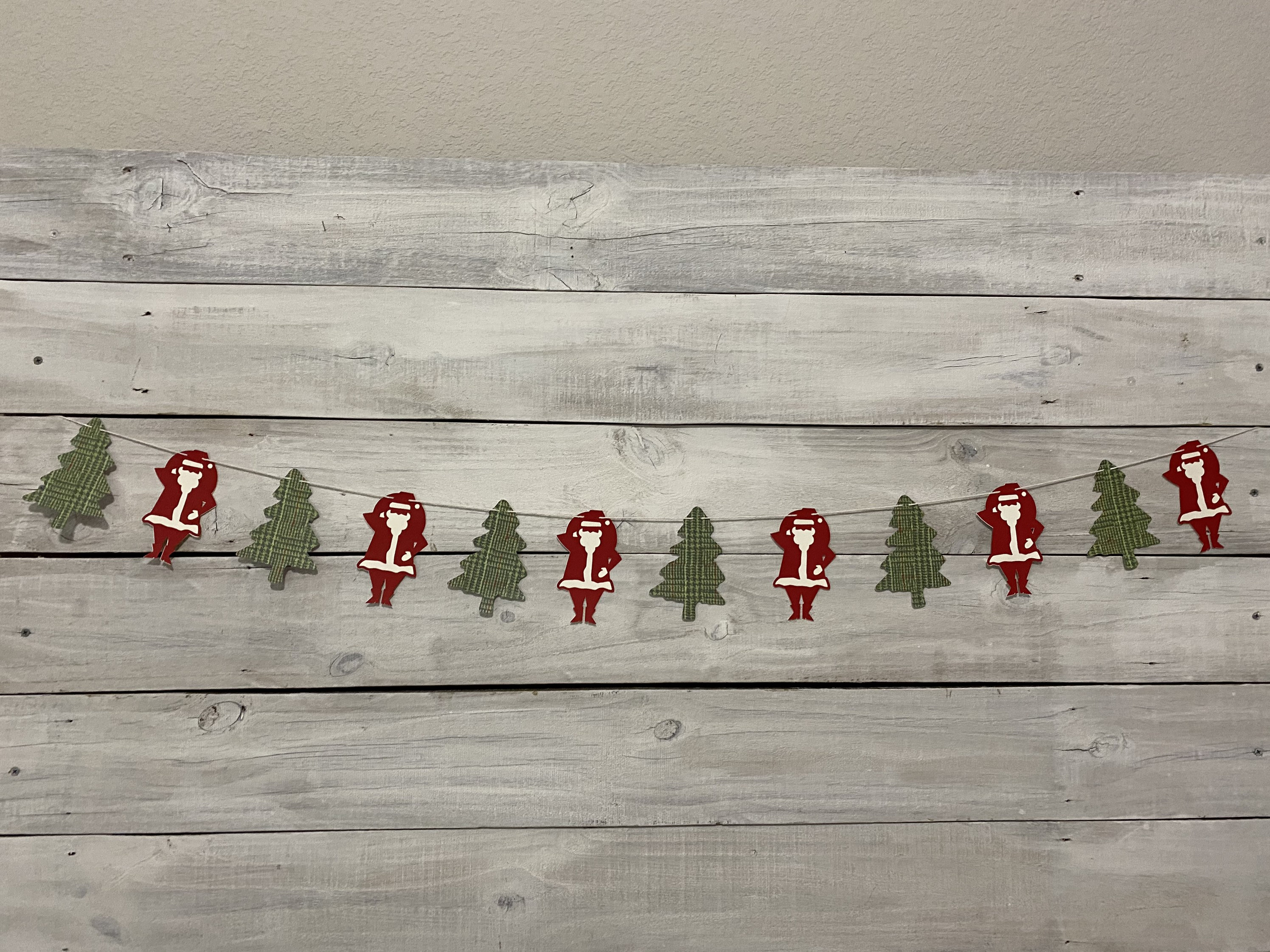 Santa and Christmas Tree Garland Plaid Santa Plaid Etsy