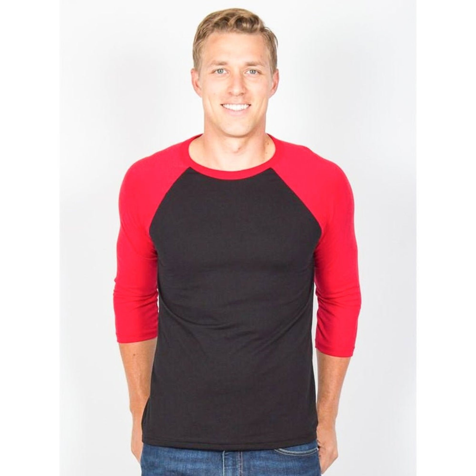 Plain Baseball Shirts 3/4 Sleeve Raglan Tshirts Casual Etsy