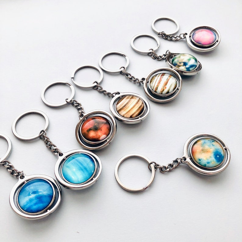 ROUND METAL KEYCHAIN Solar System Key Ring for Space Etsy