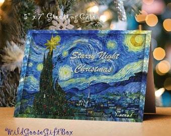 Vincent van Gogh Christmas Card Set, Starry Night Magical Holiday Greeting Cards, Snowflake Fine Art Stationery Pack, Unique Art Lover Gift