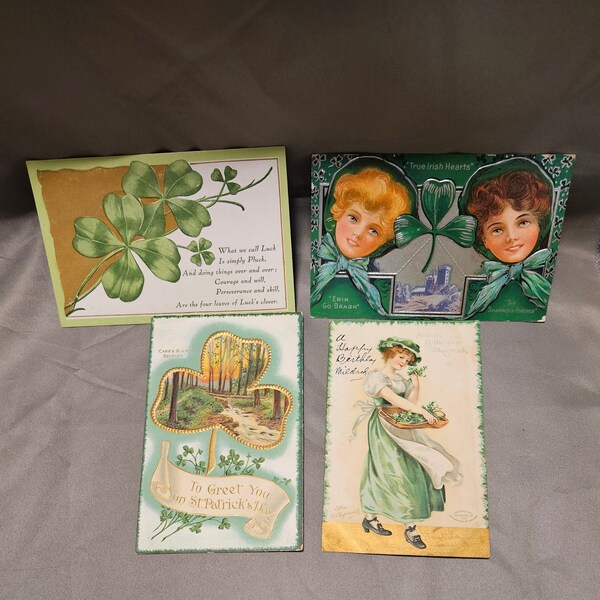 Lot of 4 ANTIQUE St. Patrick Day Postcards CLAPSADDLE 1907