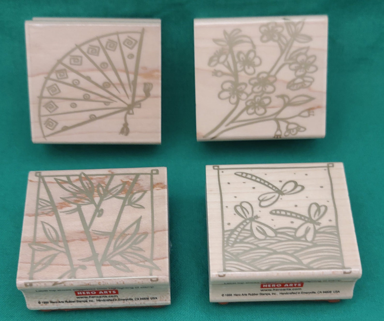 JAPANESE Mounted Rubber Stamp Set of 4 JAPONESQUE Style | Etsy