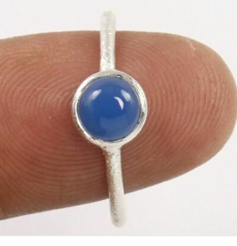 BLUE CHALCEDONY Silver Ring925 Silver RingCocktail RingBlue color RingMarch BirthstoneHandmade ringSmall Silver Ring Women