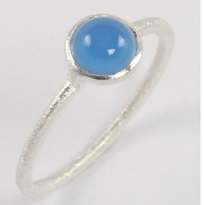 BLUE CHALCEDONY Silver Ring925 Silver RingCocktail RingBlue color RingMarch BirthstoneHandmade ringSmall Silver Ring Women
