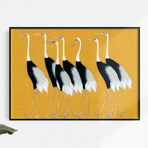 Japanese vintage art print &quot;Seven Cranes&quot; by Ogata Korin, poster for the living room