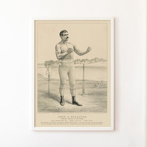 Vintage Poster &quot;The Boxer&quot; - Sports athlete John Sullivan during boxing training no boxing gloves by John Cameron, DIN A4 up to Poster size