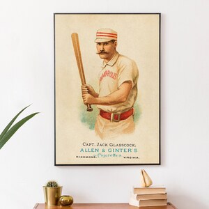 Vintage Baseball Poster John Glasscock wearing his Indianapolis Uniform, DIN A4 up to Poster size