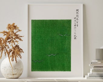 Japandi Art print Seagulls by Taguchi Tomoki - Japanese Vintage Poster minimalist abstract, museum quality, wood cutting, DIN A4 to DIN A0