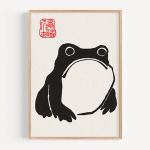 The grumpy toad by Matsumoto Hoji, Japan Poster, vintage print, illustration, japandi poster, wabi sabi, unimpressed frog, giclée print