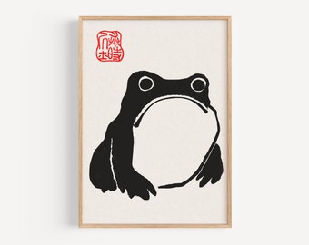 The grumpy toad by Matsumoto Hoji, Japan Poster, vintage print, illustration, japandi poster, wabi sabi, unimpressed frog, giclée print