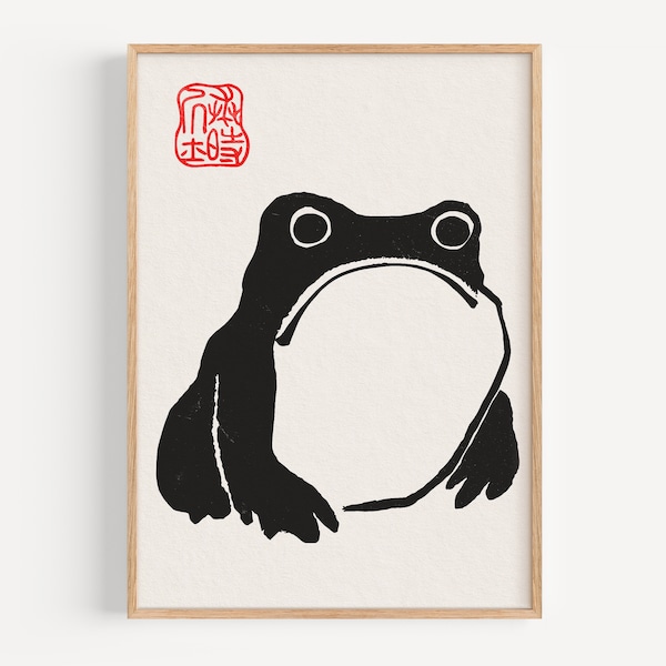 The grumpy toad by Matsumoto Hoji, Japan Poster, vintage print, illustration, japandi poster, wabi sabi, unimpressed frog, giclée print