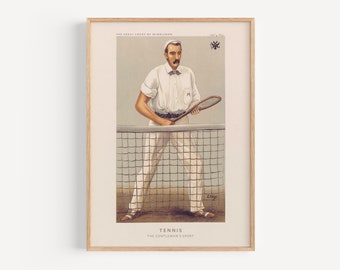 Vintage tennis poster "the gentlemans sport" Wimbledon, Tennis Art, Tennis Poster, Tennis gift, Tennis player, tennis racket, funny print